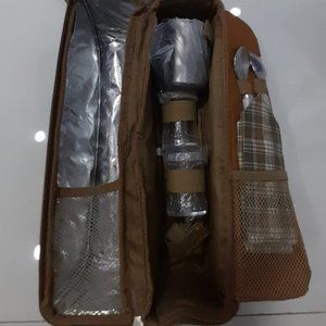 Picnic Coffee Travel Bag Set For Two People Mugs Spoons Stainless Steel